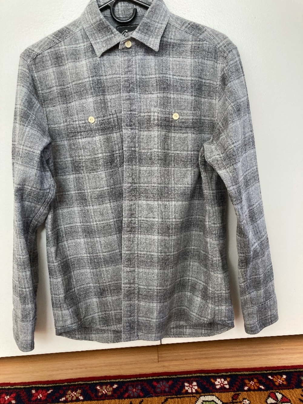 Grayers grey plaid flannel shirt, size S/P